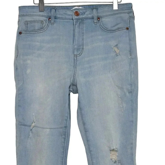 LC Lauren Conrad high rise skinny ankle size 12 light blue distressed jeans - Picture 3 of 8
